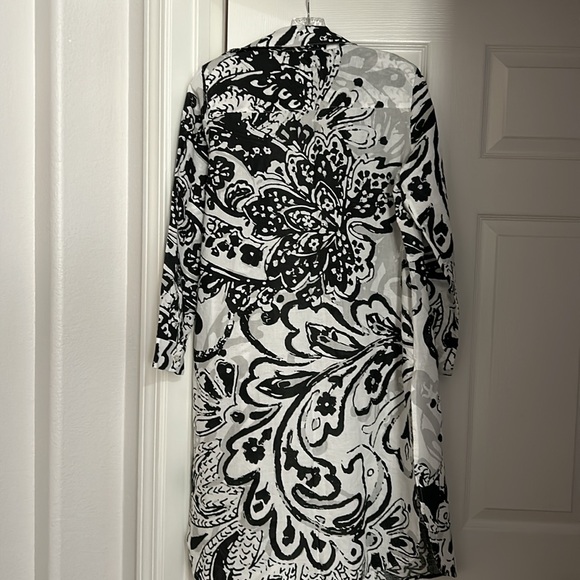 CHICO’s LINEN MAXI TUNIC PT PATTERN WOVEN TOP BLACK 570327928 SIZE OP NEW - Picture 5 of 6